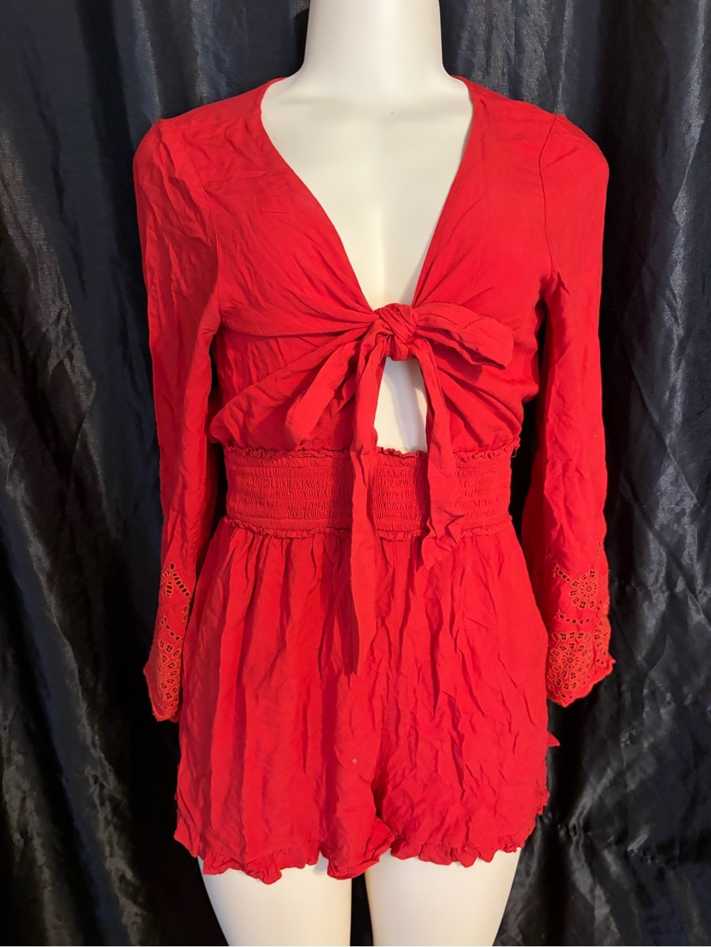 Label on red garment